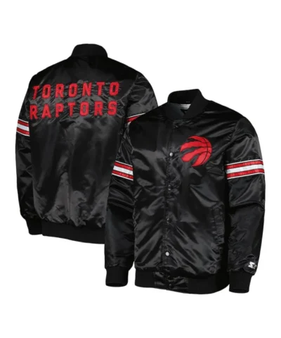Toronto Raptors Pick & Roll Full-Snap Satin Black Jacket