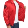 Toronto Raptors Stitch Applique Full-Snap Red Varsity Satin Jacket