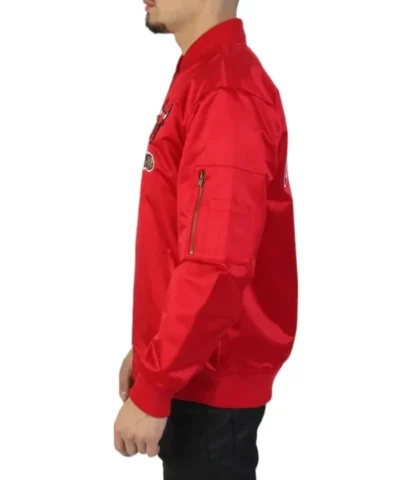Vintage Logo Chicago Bulls Bomber Full-Zip Satin Red Jacket