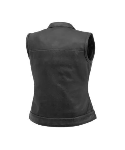 Women’s Mandarin Collar Leather Vest
