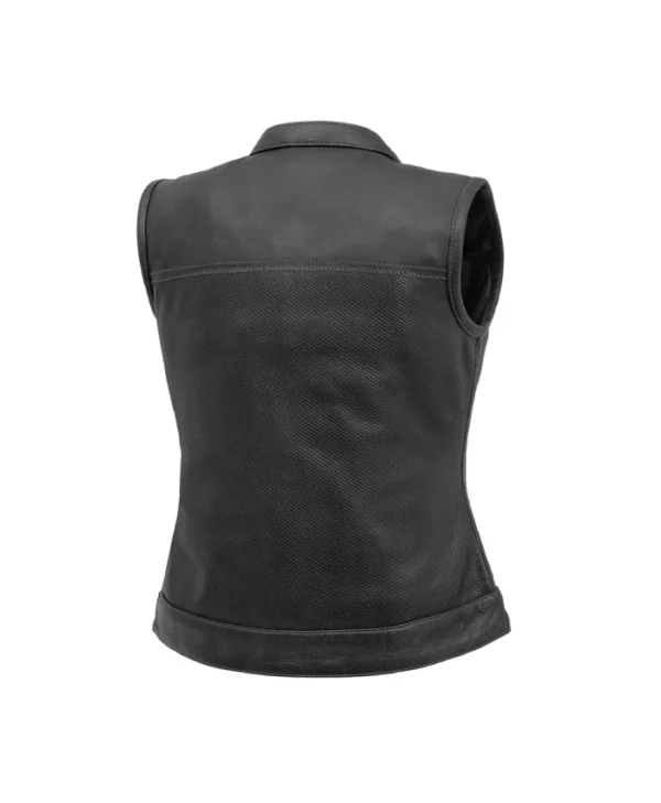 Women’s Mandarin Collar Leather Vest