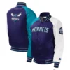 Youth Charlotte Hornets Varsity Satin Full-Snap Purple Jacket