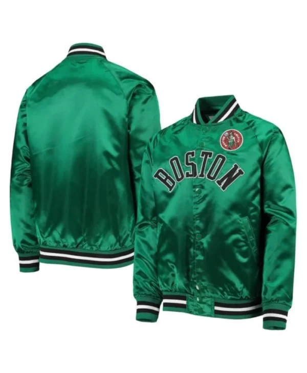 Youth Hardwood Classics Boston Celtics Full-Snap Satin Jacket