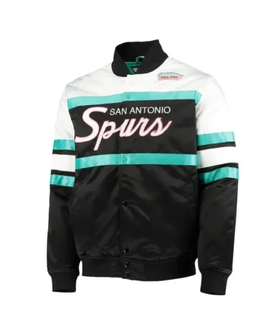 San Antonio Spurs Special Script Black and White Full-Snap Satin Jacket