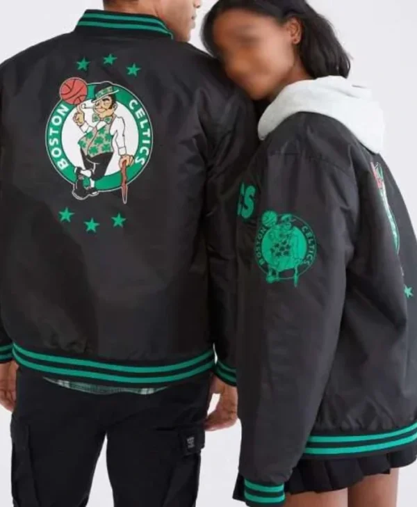 Shop Stars Boston Celtics Bomber Full-Snap Black Jacket
