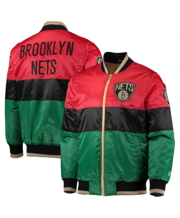Starter 75th Anniversary Black History Month Brooklyn Nets Full-Snap Satin Jacket