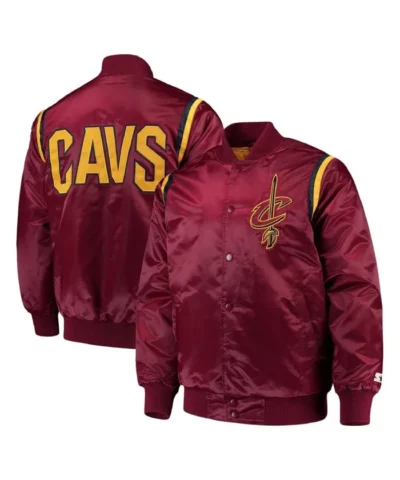 Starter Cleveland Cavaliers Teddy Full Snap Satin Wine Jacket