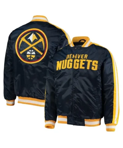 Starter Denver Nuggets Offensive Navy Full-Snap Satin Jacket