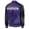 Starter Enforcer Sacramento Kings PurpleBlack Full-Snap Varsity Satin Jacket