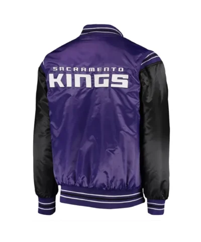 Starter Enforcer Sacramento Kings PurpleBlack Full-Snap Varsity Satin Jacket