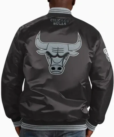 Shop Starter NBA Chicago Bulls Striped Varsity Satin Full-Snap Jacket