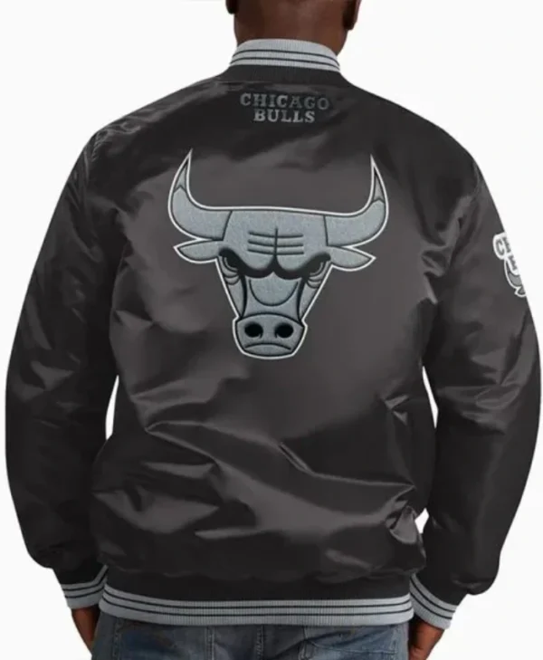 Shop Starter NBA Chicago Bulls Striped Varsity Satin Full-Snap Jacket