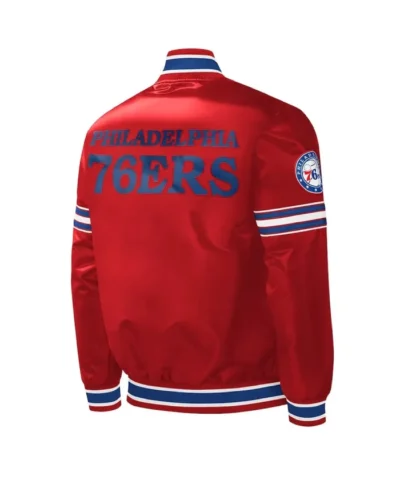 Philadelphia 76ers Slider Red Varsity Satin Jacket