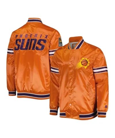 Starter Slider Phoenix Suns Full-Snap Varsity Orange Satin Jacket
