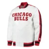 Starter The D-Line Chicago Bulls White Full-Snap Satin Jacket