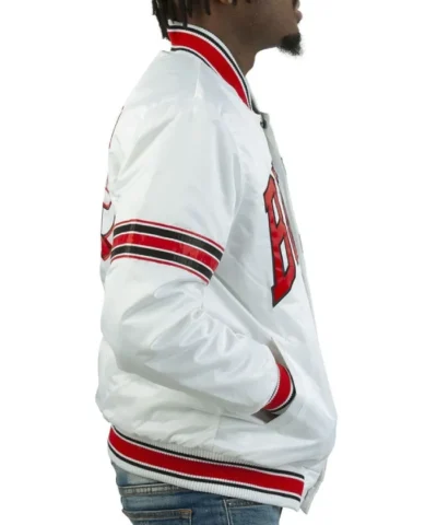 Shop Striped Chicago Bulls White Satin Jacket