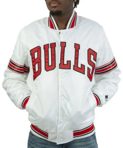 Shop Striped Chicago Bulls Full-Snap Satin White Jacket