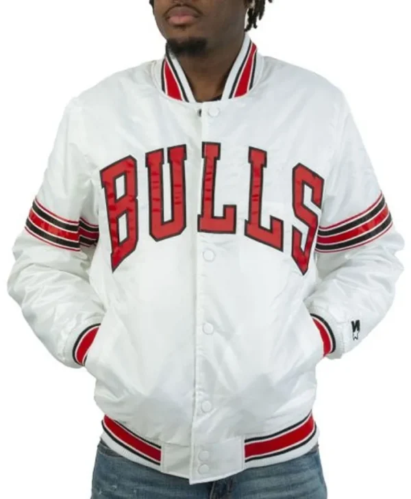 Shop Striped Chicago Bulls Full-Snap Satin White Jacket