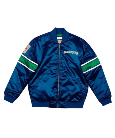 Dallas Mavericks Hardwood Classic Striped Full-Snap Navy Full-Zip Satin Jacket