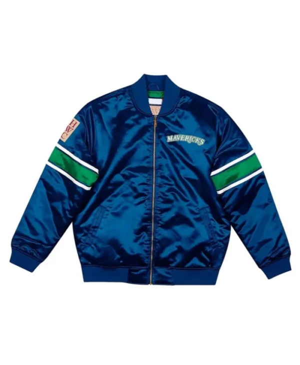 Dallas Mavericks Hardwood Classic Striped Full-Snap Navy Full-Zip Satin Jacket