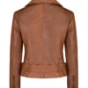 Tan Brown Asymmetrical Biker Leather Jacket For Womens