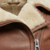 Tan Shearling Leather Jacket For Womens