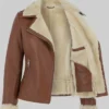 Tan Shearling Leather Jacket Womens