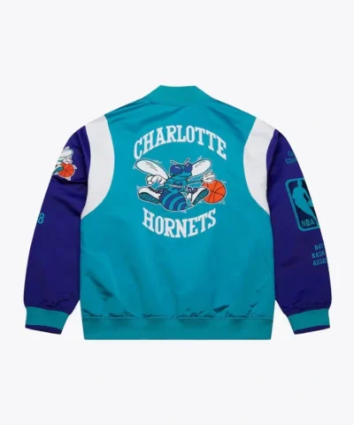 Charlotte Hornets Team Origins Teal Satin Jacket