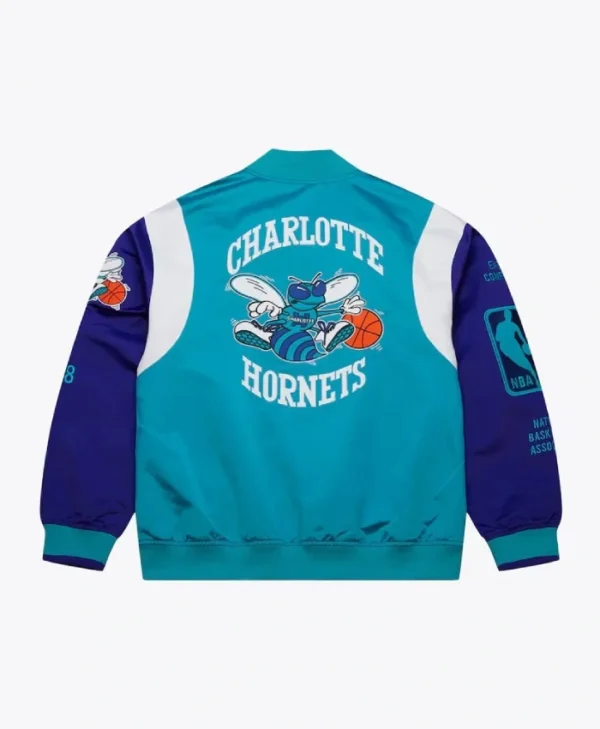 Charlotte Hornets Team Origins Teal Satin Jacket