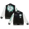 Team Origins Boston Celtics Full-Snap Satin BlackWhite Varsity Jacket