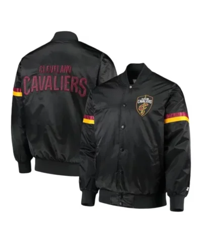 The Champ Cleveland Cavaliers Varsity Satin Full-Snap Black Jacket