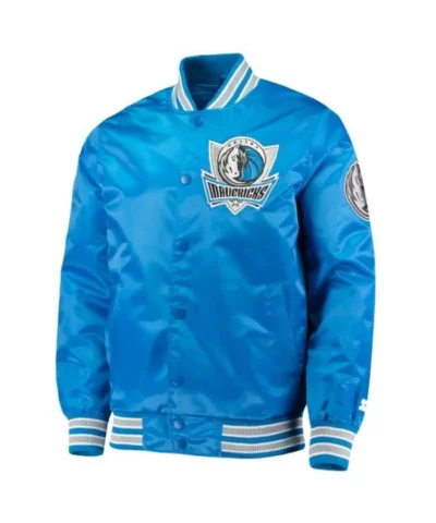 Dallas Mavericks Diamond Classic Full-Snap Blue Satin Jacket