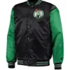 The Enforcer Boston Celtics Full-Snap Satin Black & Kelly Green Jacket