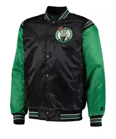 The Enforcer Boston Celtics Full-Snap Satin Black & Kelly Green Jacket