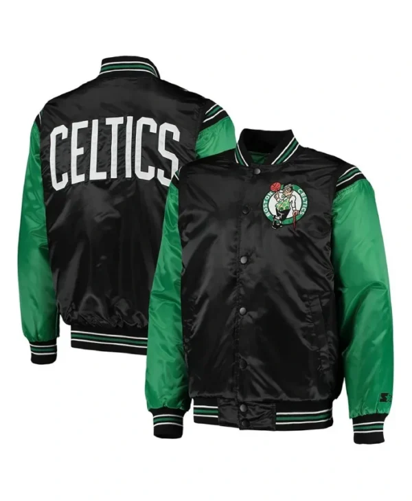 The Enforcer Boston Celtics Full-Snap Satin Black and Kelly Green Jacket