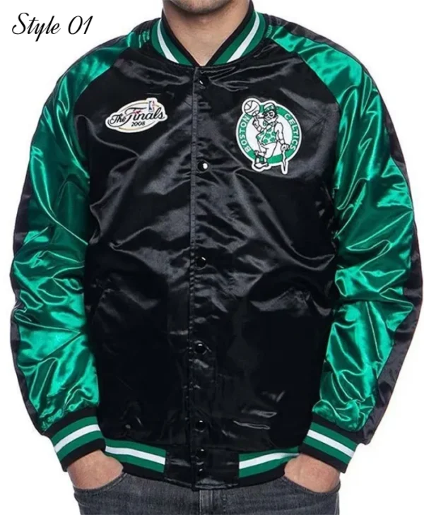 Shop The Finals 2008 Boston Celtics BlackGreen Full-Snap Satin Jacket