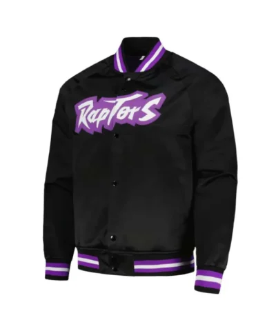Toronto Raptors Throwback Wordmark Bomber Full-Snap Satin Jacket