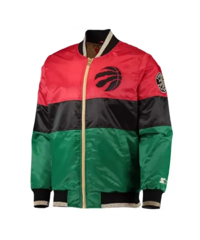 Black History Month Toronto Raptors Color Block Full-Zip Satin Jacket