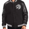 Toronto Raptors Varsity WoolLeather Full-Snap Black Jacket