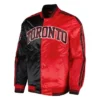 BlackRed Toronto Color Block Full-Snap Varsity Satin Jacket