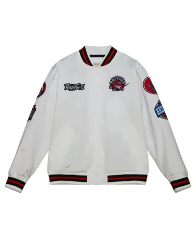 White Toronto Raptors City Collection Varsity Satin Jacket