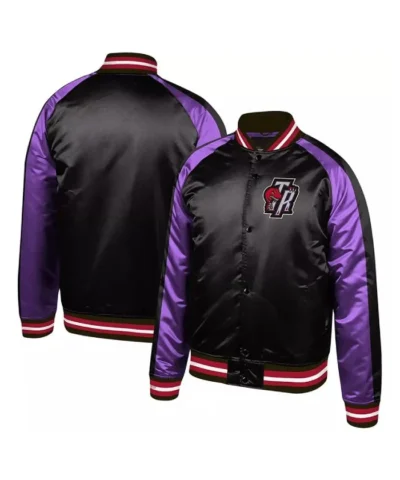 Toronto Raptors Full-Snap Satin Purple and Black Jacket