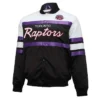 Shop Toronto Raptors Hardwood Classics Script Full-Snap Satin Black Jacket