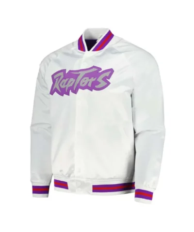 Toronto Raptors Hardwood Classics Full-Snap Satin White Jacket