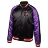 Toronto RaptToronto Raptors Full-Snap Satin Purple and Black Jacketors Full-Snap Satin and Black Jacket