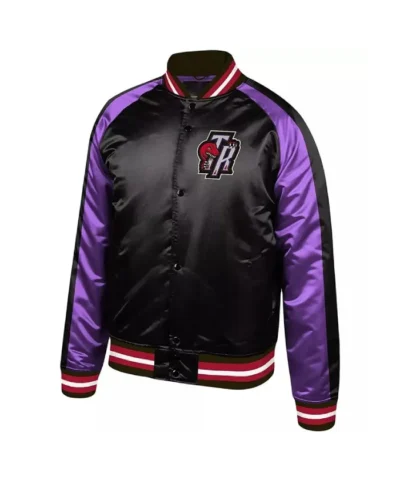 Toronto RaptToronto Raptors Full-Snap Satin Purple and Black Jacketors Full-Snap Satin and Black Jacket