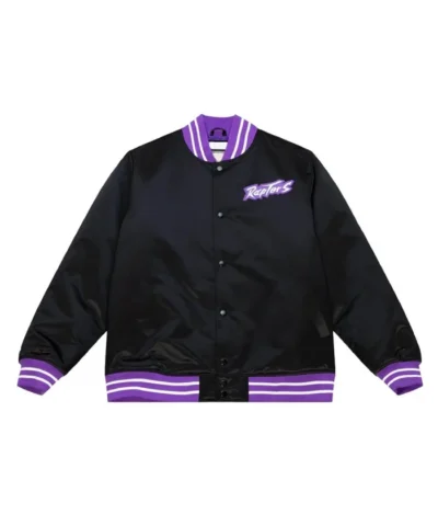 Toronto Raptors Heavyweight Full-Snap Black Satin Jacket