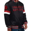Shop Toronto Raptors Home Game Full-Snap Varsity Satin Black Jacket