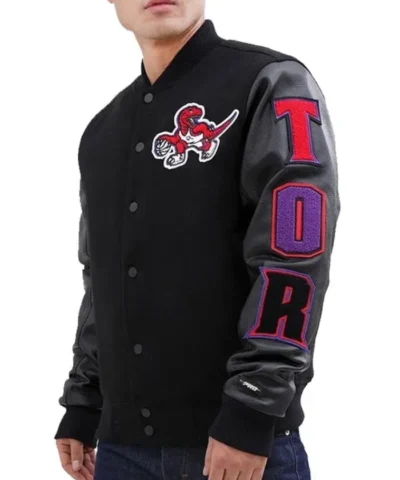 Toronto Raptors Letterman Varsity WoolLeather Black Jacket