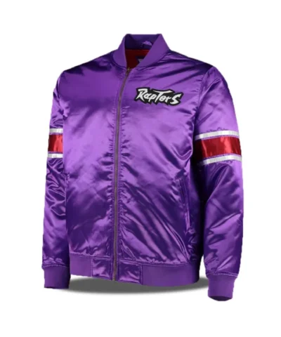 Purple Toronto Raptors Full-Zip Satin Bomber Jacket